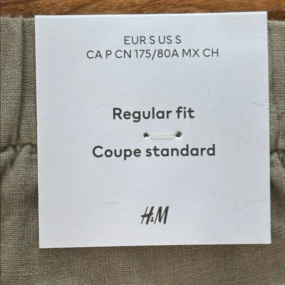 H&M Beige Drawstring Linen-Blend Pants